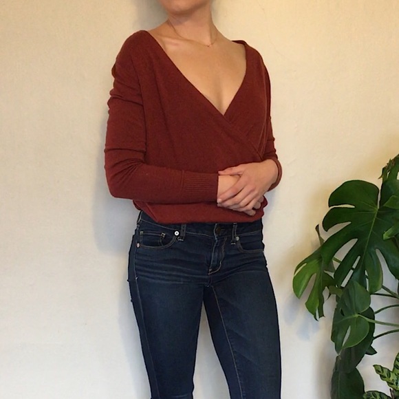 Classy Wrap Sweater in Maroon - Picture 3 of 6